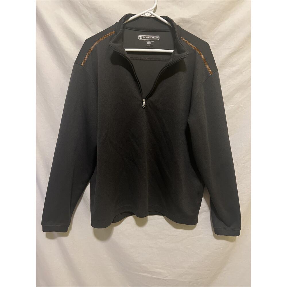 Pebble Beach Mens 1/4 Zip Performance Pullover Sweatshirt Gray Size Medium